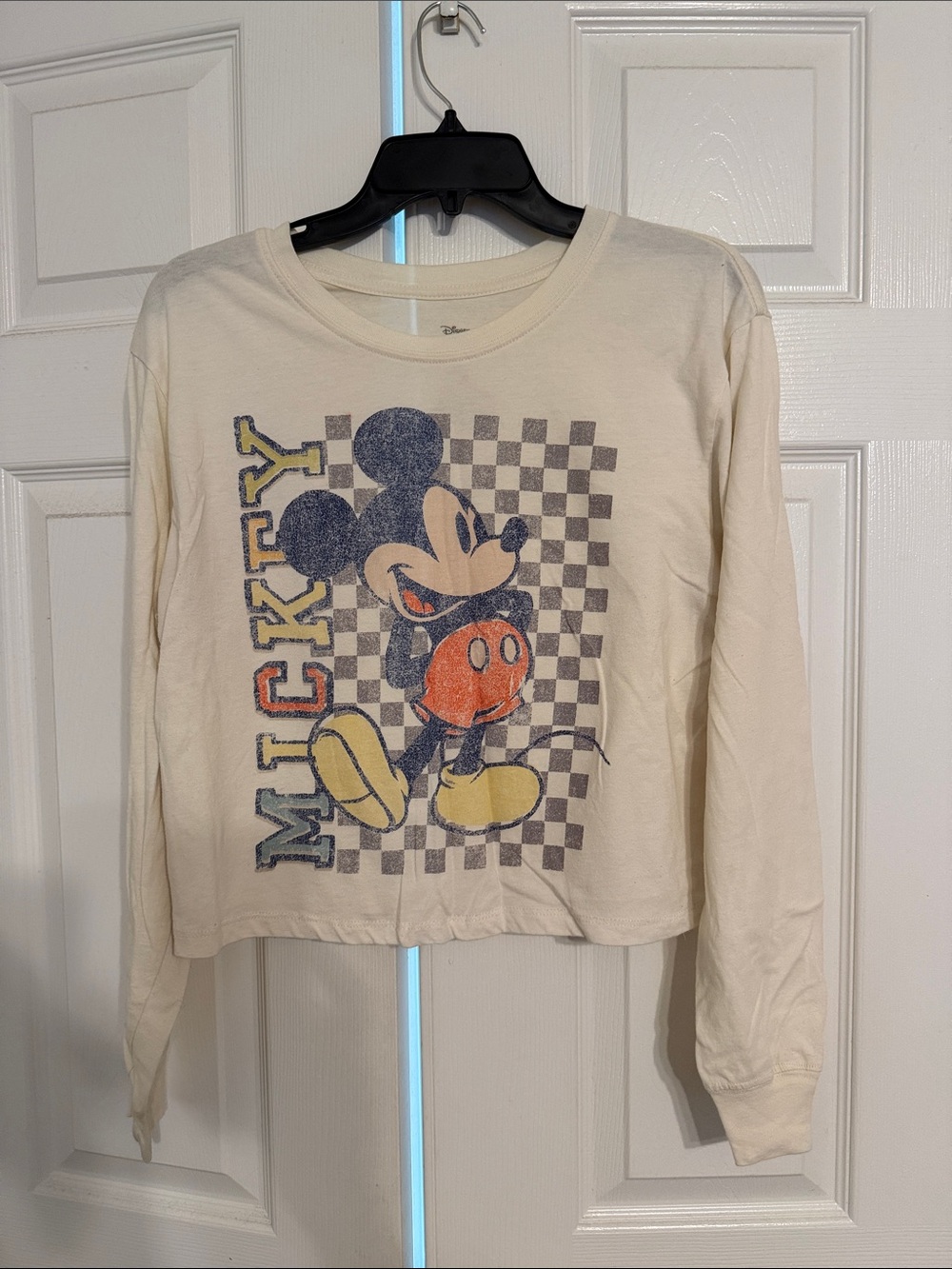 Disney Cream Long-Sleeve Mickey Mouse Graphic Tee